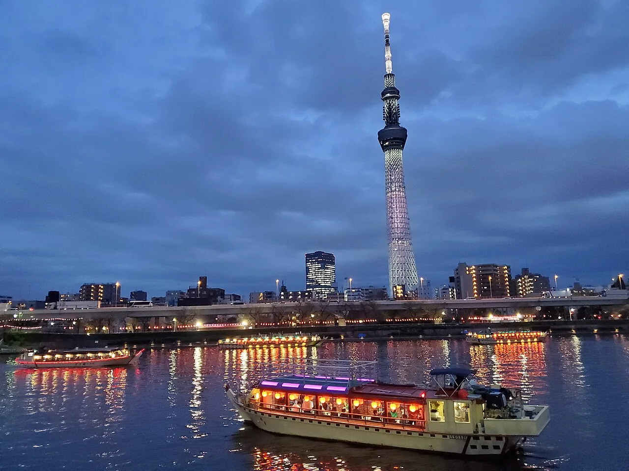 A yakatabune boat on the Sumida River in Tokyo